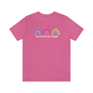 Difference Maker Watercolor Rainbow Unisex Jersey Short Sleeve Tee