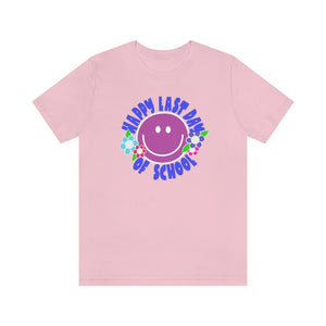 Happy Last Day of School Purple Smilie! Unisex Jersey Short Sleeve Tee