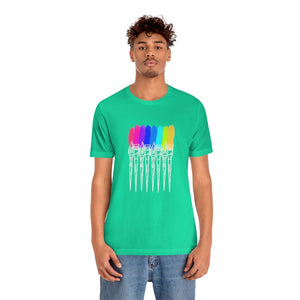 White Rainbow Brushes: Unisex Jersey Short Sleeve Tee