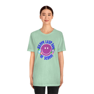 Happy Last Day of School Purple Smilie! Unisex Jersey Short Sleeve Tee