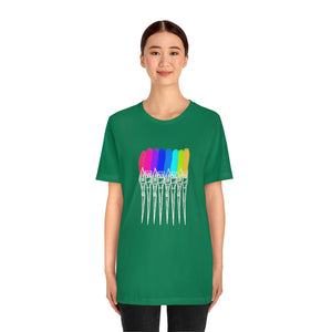 White Rainbow Brushes: Unisex Jersey Short Sleeve Tee
