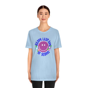 Happy Last Day of School Purple Smilie! Unisex Jersey Short Sleeve Tee