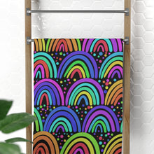 Load image into Gallery viewer, Black Rainbow Standard Beach Towel, 30x60
