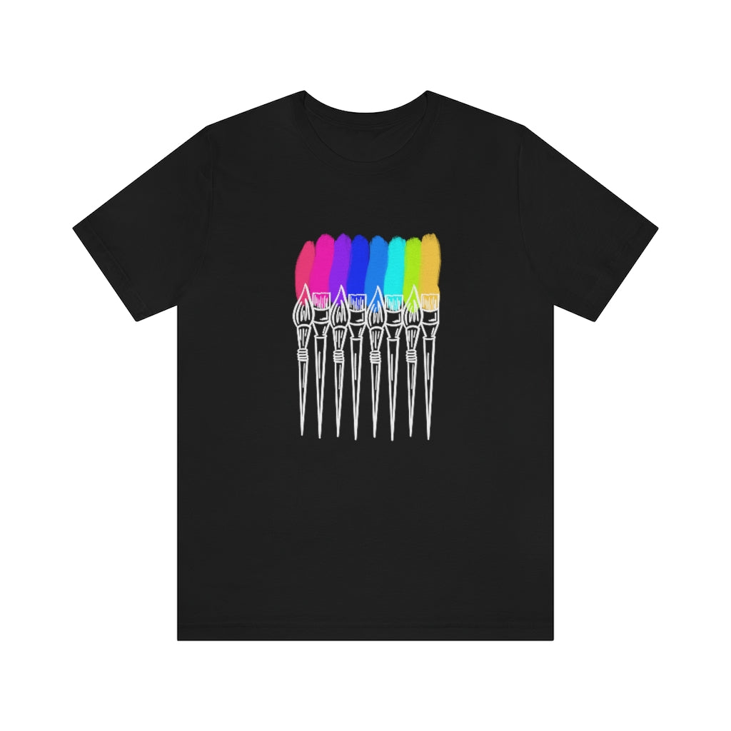 White Rainbow Brushes: Unisex Jersey Short Sleeve Tee