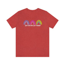 Load image into Gallery viewer, Difference Maker Watercolor Rainbow Unisex Jersey Short Sleeve Tee
